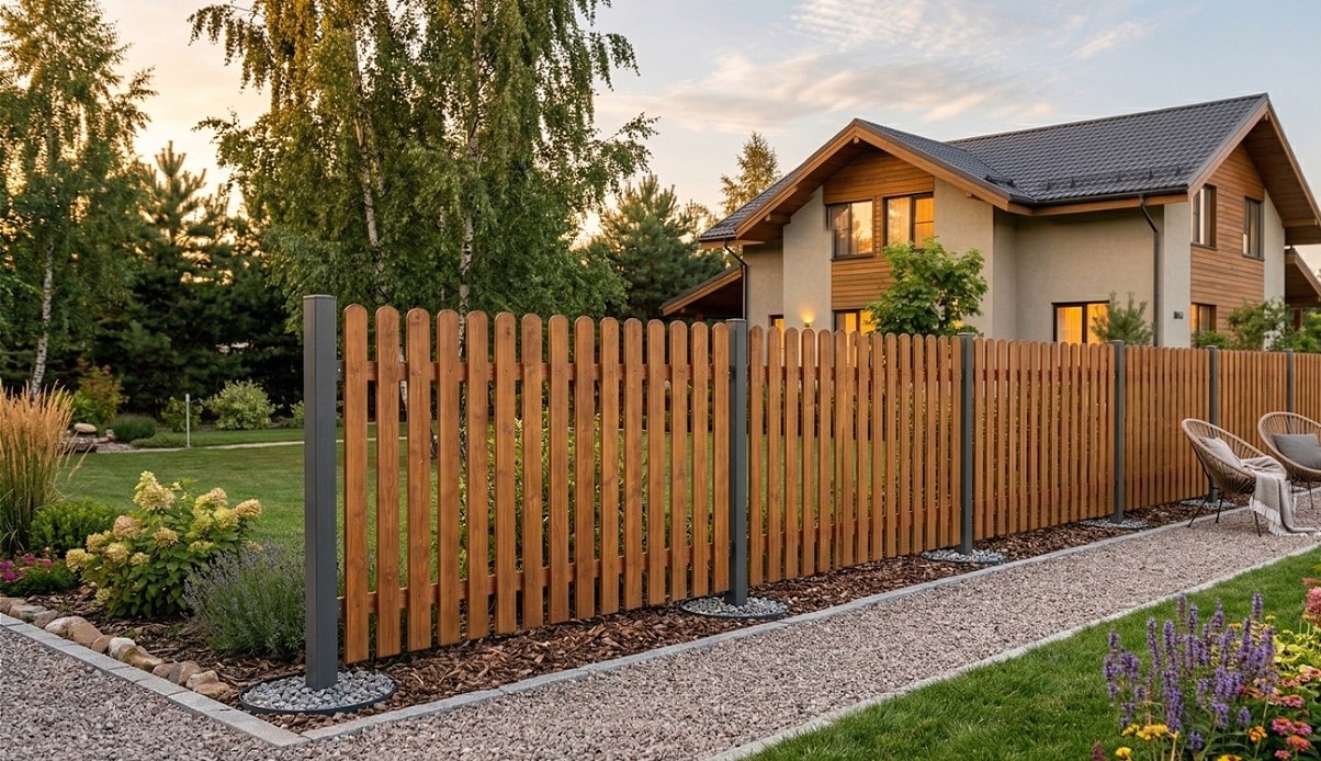 Ограждения из деревянного штакетника под бутование